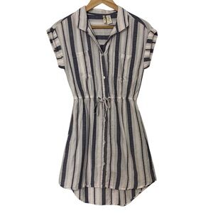 Japna 100% Cotton Striped Tie Waist Shirtdress